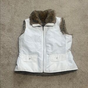 Harold's White Vest with Brown Faux Fur Trim
